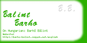 balint barho business card